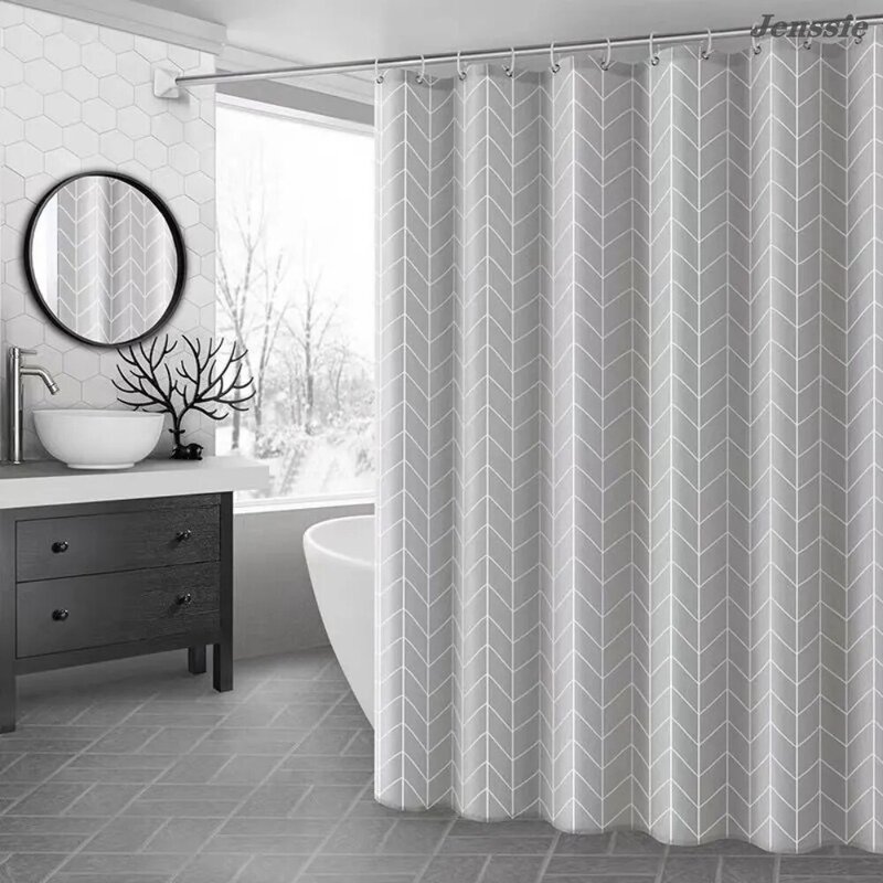 Moderne Stil Grau Plaid Dusche Vorhang Wasserdicht Und Mehltau Beweis PVEA Bad Vorhang Mehrere Stile Dusche Vorhänge Mit Haken