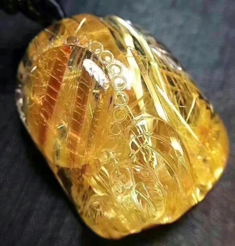 Collana con ciondolo al quarzo rutilato in oro naturale genuino brasile 38*28*15mm pietra ricca donna uomo gioielli AAAAAAA