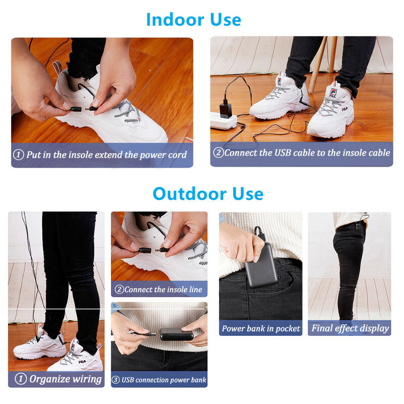 Plantilla eléctrica para zapatos con calefacción para hombre y mujer, alfombrilla térmica lavable, con USB, para el cuidado de los pies, para invierno