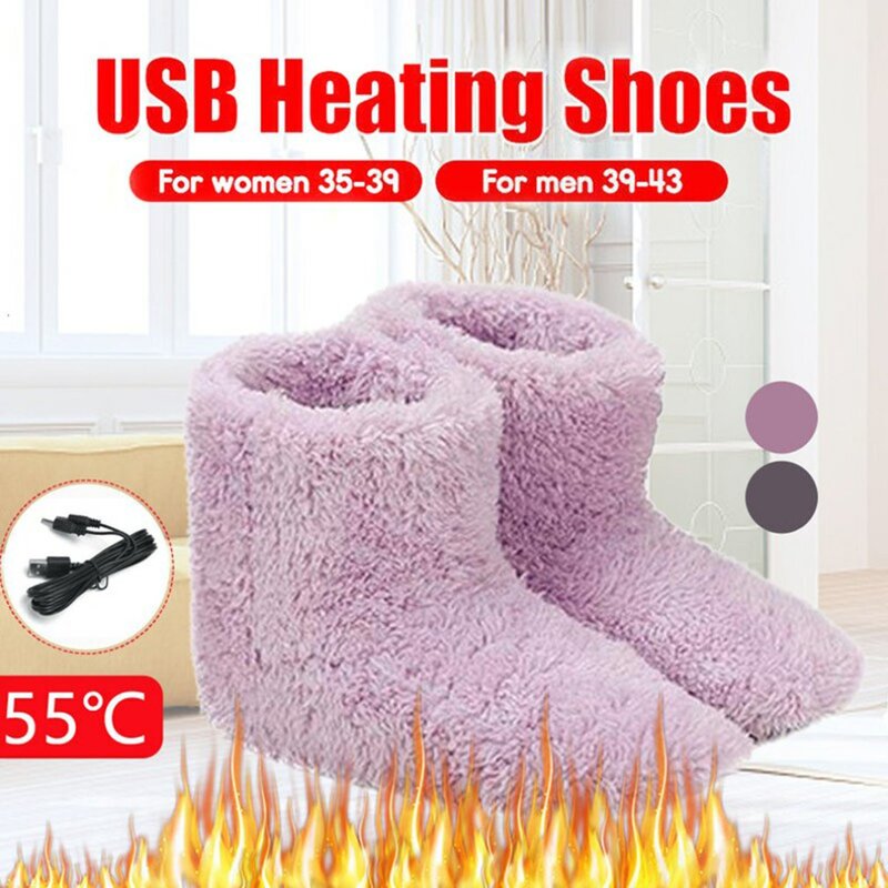 Calentador de pies de felpa cómodo, zapatos eléctricos con calefacción, lavables, con carga USB, para regalo
