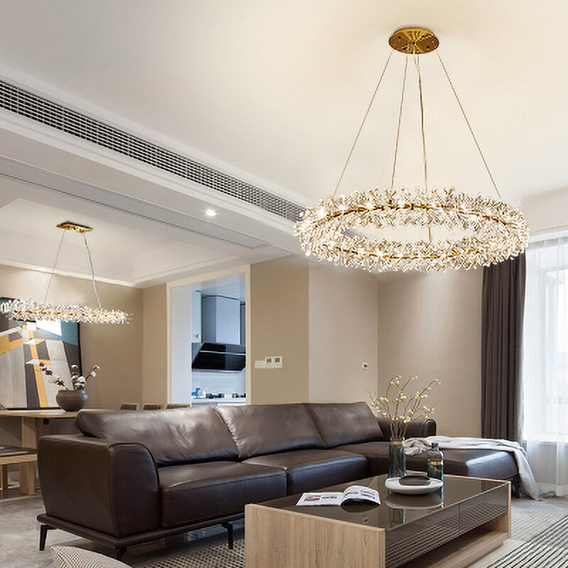 Modern Nordic Simple Light luxury Crystal Pendant Lights LED Pendant Lamps for Living Room Foyer Dining Room Bedroom Kitchen