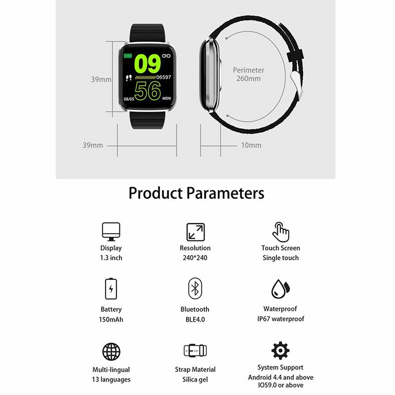 116pro smart watch smartwatch Pulseira Heart Rate Monitor de pressão arterial de Fitness Rastreador IP67 À Prova D' Água homens relógio Do Esporte