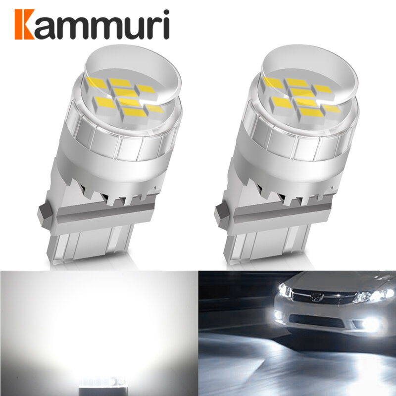 KAMMURI-bombillas LED antiniebla para freno de coche, luz trasera, blanco y rojo, 2x T25 3156 3157 P27/7W P27/5W