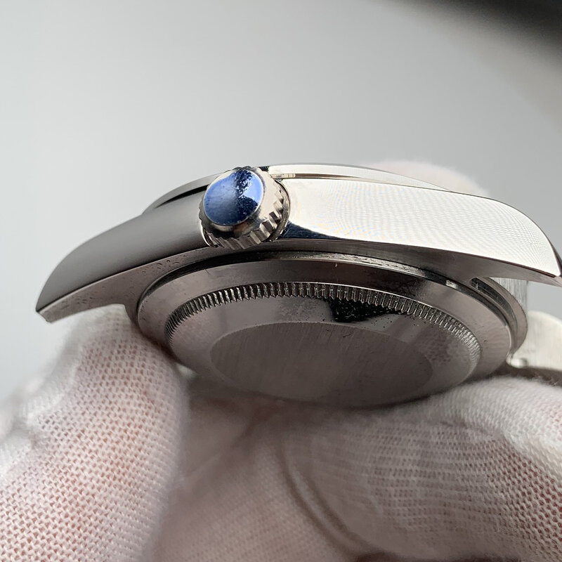 Oyster retro relógio automático ordinário luminoso mãos 39mm safira polido caso sólido 316l aço caso em branco dial tem data b86