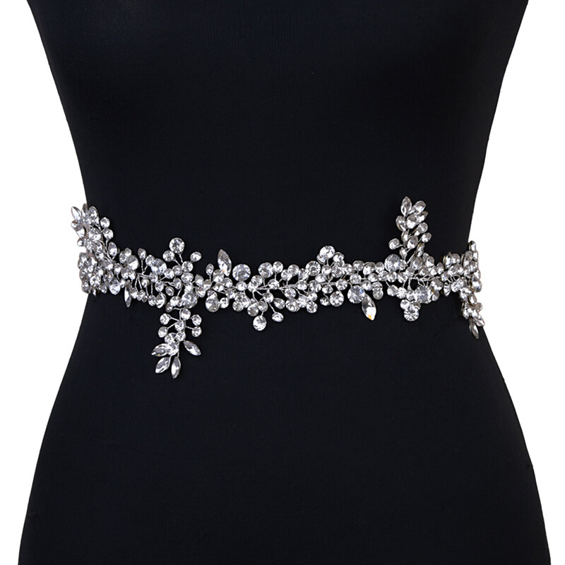 TRiXY SH259 – ceinture pour robe de mariée, avec strass, en argent et diamant, de haute qualité