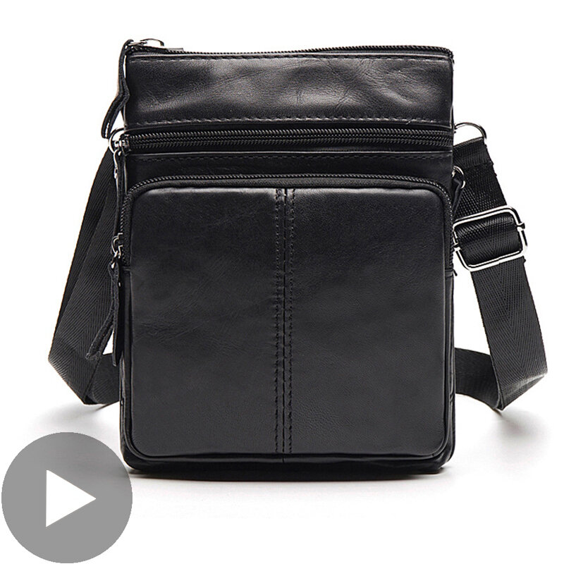 Fashion Black Cross Body Crossbody For Men Shoulder Genuine Leather Bag Messenger Handbag Briefcase Male Bolsas Sac A Main Hot