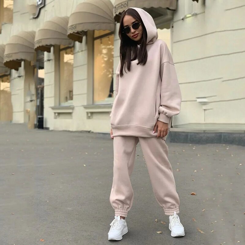 Two Piece Outfits Oversized Hoodie and Pants Casual Sport Suit Winter Two Piece Set Woman Set Autumn Women's Tracksuit