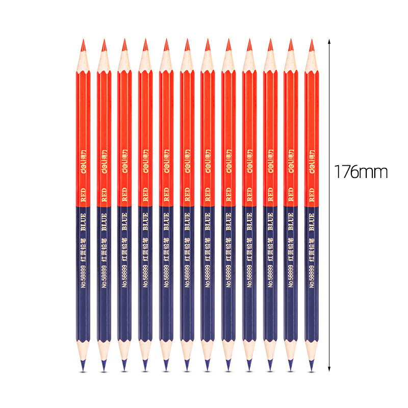 Crayons à Double tête en bois, 12 pièces, rouge et bleu, HB, plomb doux, crayons de couleur pour les constructeurs à main, joggeurs, papeterie d'écriture de marque