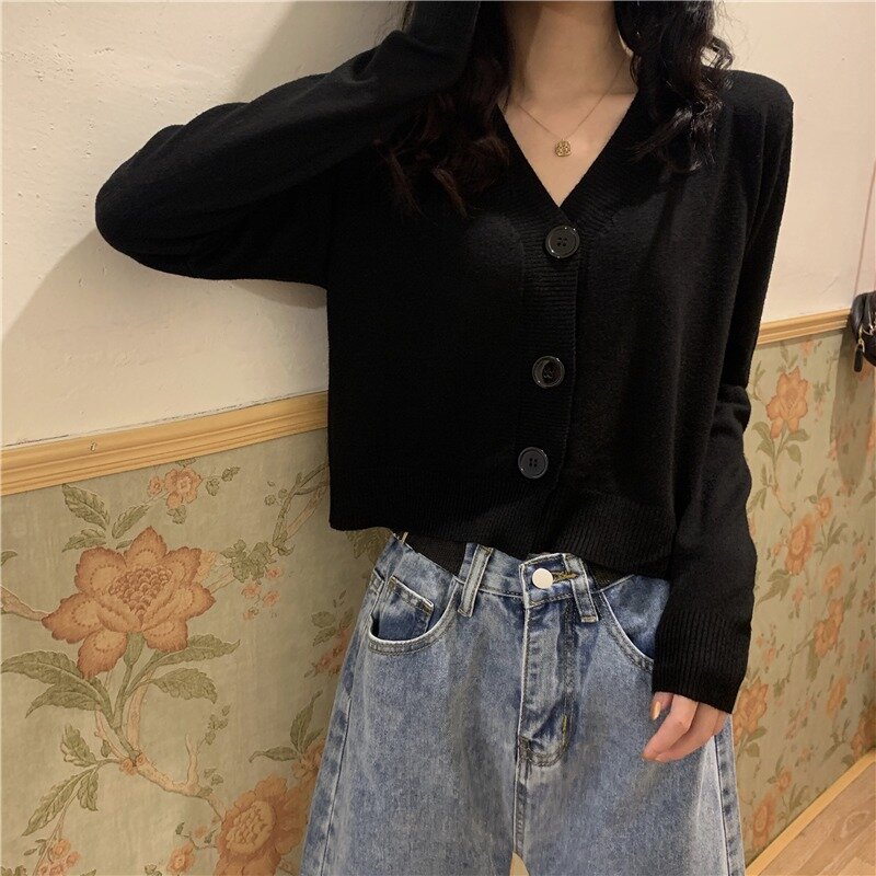 Small Knitwear Sweater Women's Spring Korean Style Ins Short Long Sleeve Top Early Spring Thin Cardigan Jacket