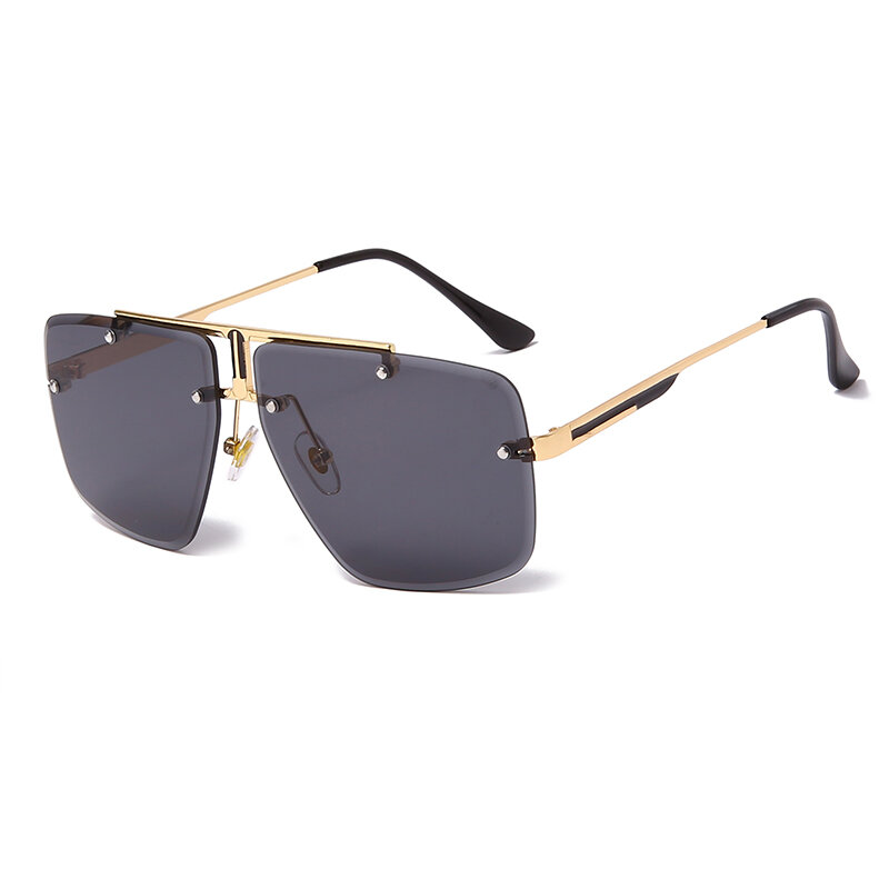 Gafas de sol cuadradas sin montura para hombre, lentes de sol masculinas de diseño de marca Vintage, de lujo, con UV400