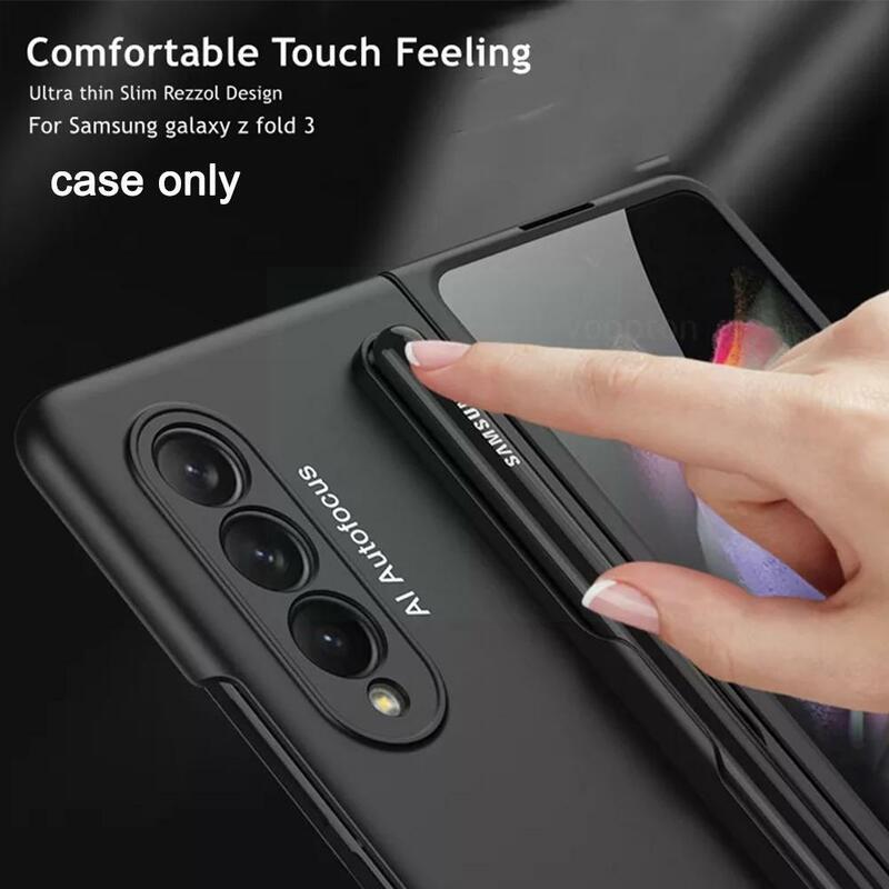 Z Fold 3 Case Ultra Thin With Pen Holder Matte Case For Samsung Galaxy Z Fold 3 Case Pen Slot Full Protection Back Cover C7S3