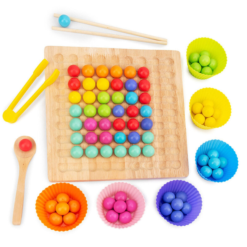 Nowe drewniane gry Go Se klamerka koraliki Rainbow Toy Puzzle do wczesnej edukacji gra planszowa kropki koraliki gry planszowe zabawki prezenty dla dzieci
