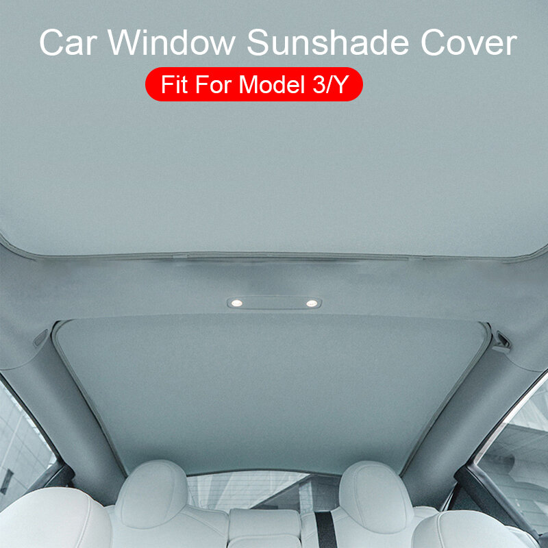 ใหม่สำหรับ Tesla รุ่น3 2021 Y Sun Shade หลังคาแก้วด้านหน้าด้านหลัง Overhead ซันรูฟกระจก Skylight ตาบอดแรเงาสุทธิ UV ควา...