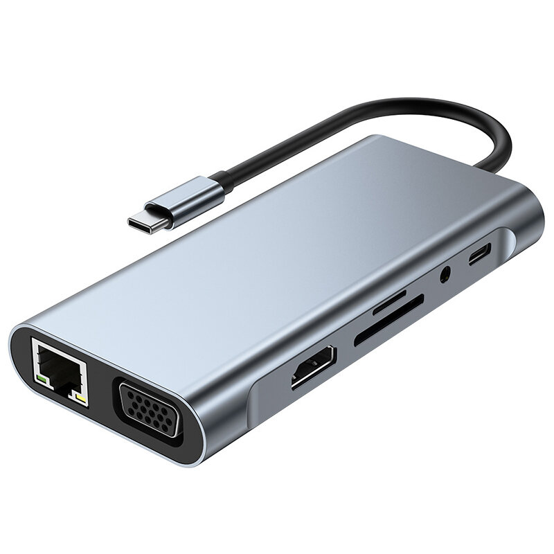 Concentrador de red USB tipo C a HDMI, Compatible con puertos RJ45 5/6/8/11, PD, TF, SD, AUX, divisor para MacBook Air Pro, PC