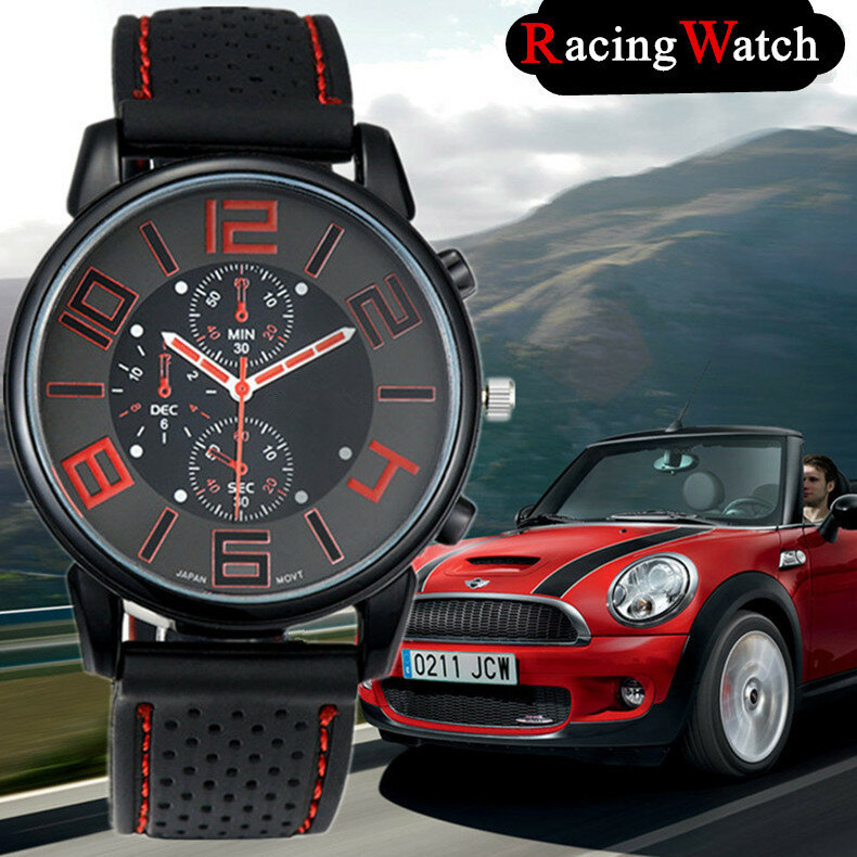 Relógio de quartzo dos homens esportes relógios f1 corrida venda quente moda relógio masculino esportes à moda relógio de silicone casual redondo dial relogios