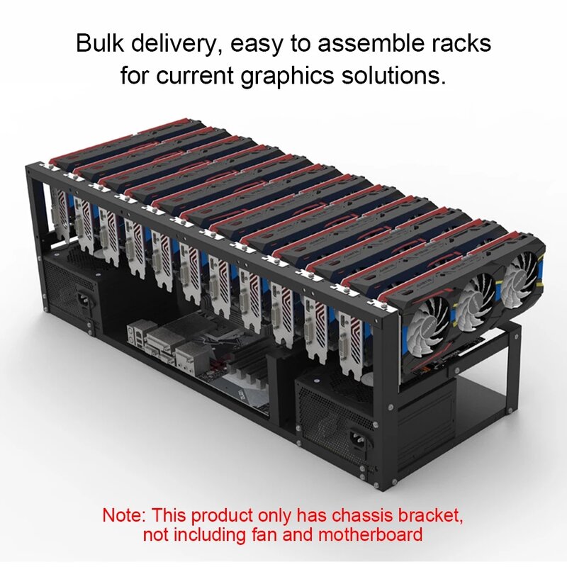 GPU Mining Rig Steel Opening Air Frame Mining,Mining Frame Rig Case Up to 12 GPU For Crypto Coin Currency Mining New