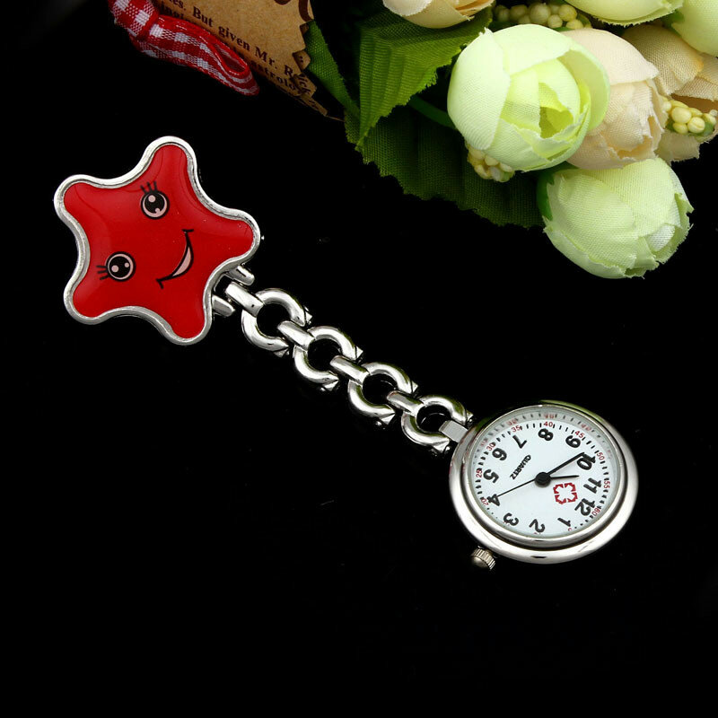 Reloj colgante de bolsillo para hombre y mujer, broche de enfermera Vintage con Clip, colgante, estrella, collar, regalo de joyería