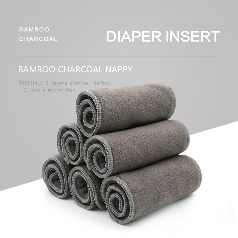 Rainbow&Iris 6pcs Pack Bamboo Charcoal Cloth Diaper Nappy Insert