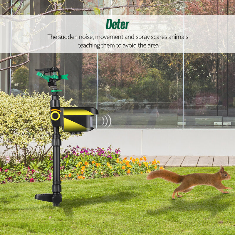 Solar powered movimento ativado animal repeller jardim sprinkler espantalho animais dissuasor sprinkler versão atualizada