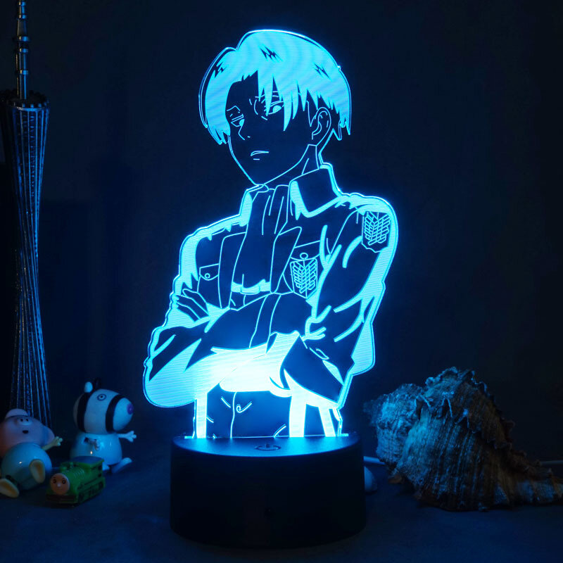 17 wzór USB stół akrylowy lampa 3D Anime atak na Titan lampka nocna dla dziecka dziecko prezent Manga sypialnia Party świąteczne dekoracje lampy
