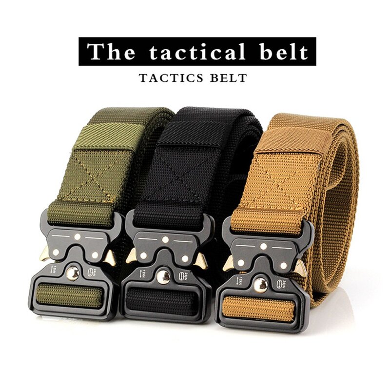Cintura da uomo per esterno equipaggiamento militare cintura con fibbia in metallo moda in Nylon fibbia a doppio anello cinture in Nylon per uomo cinturino in vita nuovo