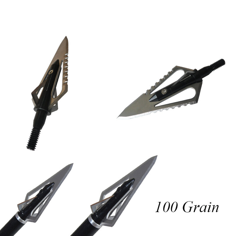 12 pezzi punte da caccia Stinger 4 lame 100 grani 2 lama a dente di sega per accessori da caccia balestra testa di freccia