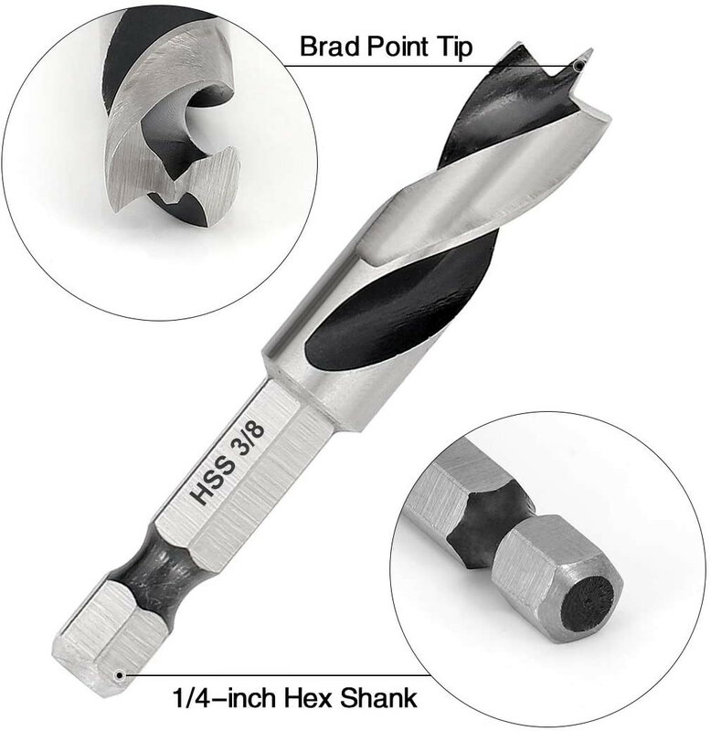 6Pcs 1/4-Inch Quick Change Hex Shank Brad Punt Stompe Boor Set Voor Houtbewerking Hoge Snelheid Staal thuis Power Tools