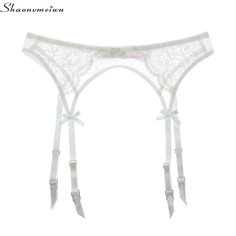 European and American lace mesh ultra-thin see-through garter belt sexy embroidery large size non-slip stockings women