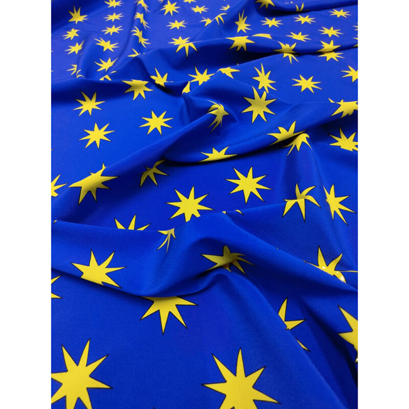 Crepe de chine in seta stampata 18 momme larghezza 140cm motivo a stelle blu royal nuovo materiale da cucire desigual