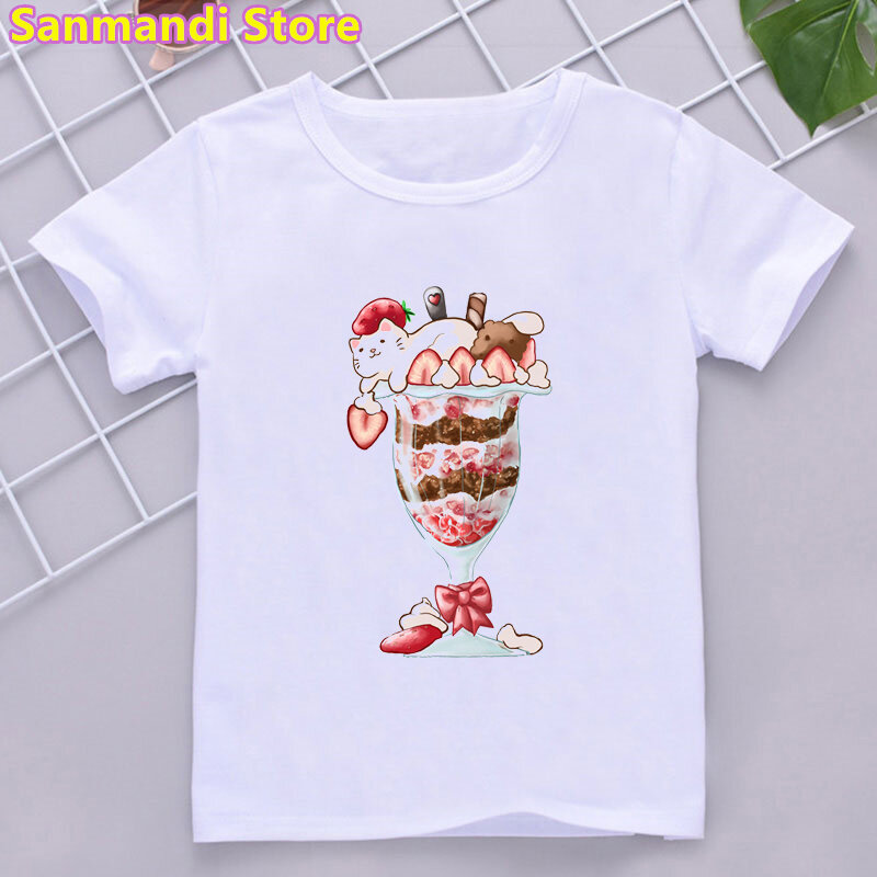 Eat Cute Be Cute Ice Cream Graphic Print Tshirts Tops For Girls/Boys Funny T Shirt Kids Clothes Kawaii Children Clothing