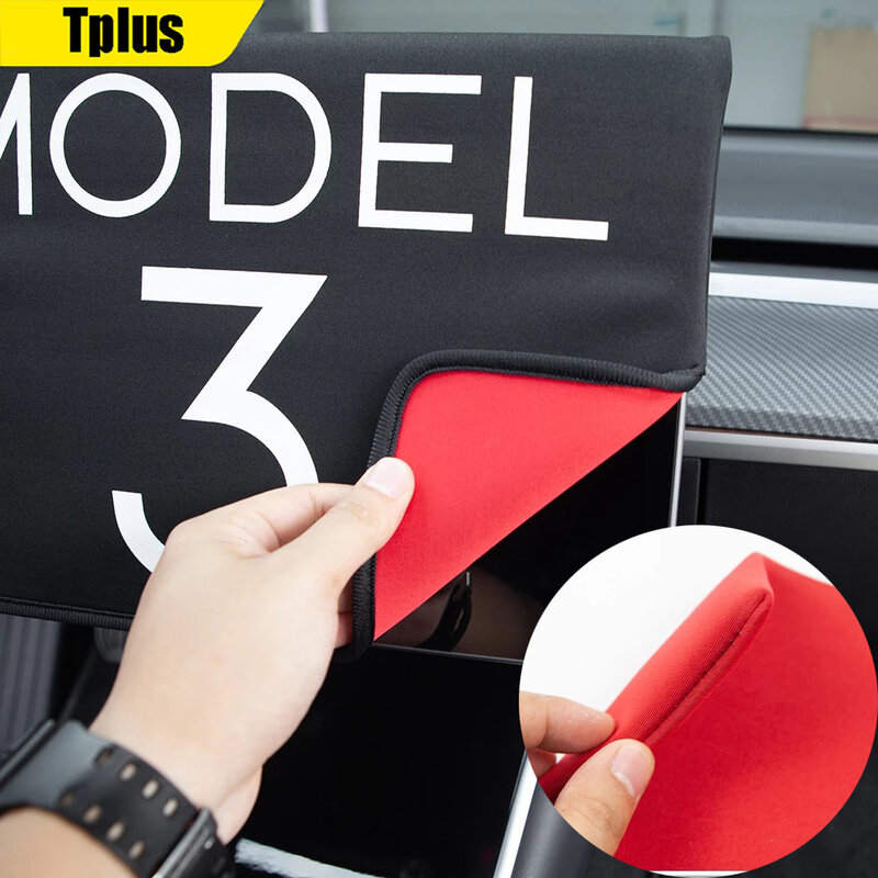 Tplus 자동차 네비게이션 화면 차양 테슬라 모델 3 2021/모델 Y 스크린 프로텍터 방진 및 방수 문자 로고