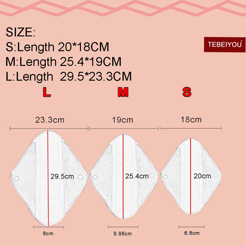 TEBEIYOU Super Absorbent Cloth Menstrual Sanitary Pads Heavy Flow Night  Menstrual Period Leak Proof Reusable Pads 5pcs/Set