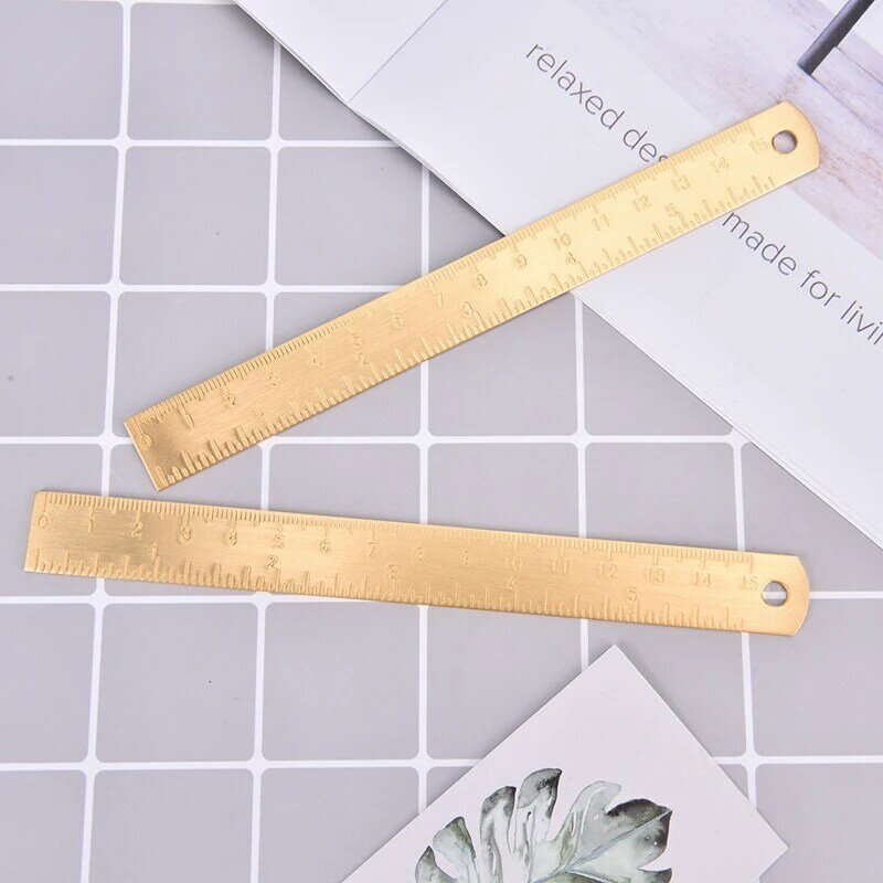 15CM Brass Straight Ruler School Stationery Metal Painting Drawing Tools