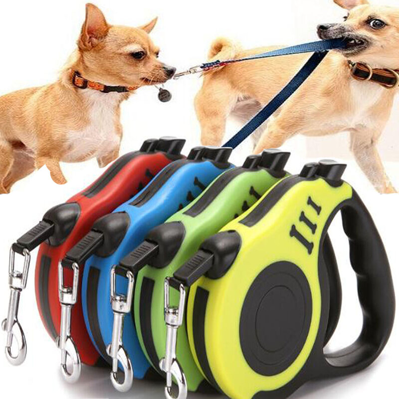 Correa retráctil de nailon para perro, accesorio duradero y automático para caminar, caminar, correr, Ruleta de plomo para perros, 3/5M