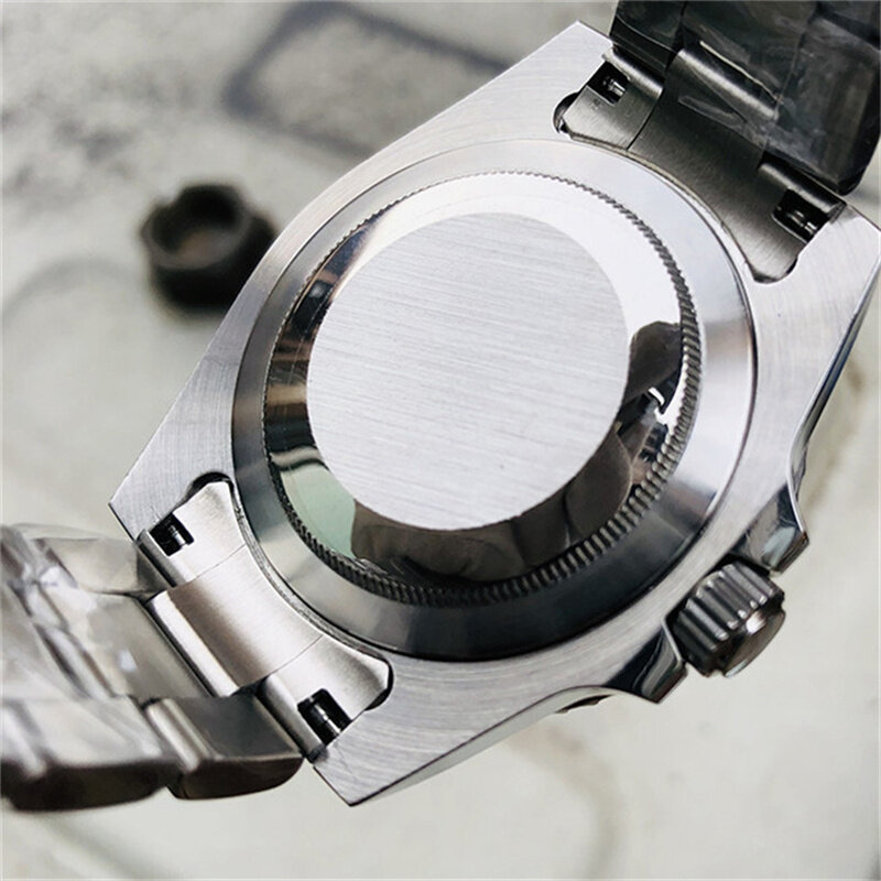 Personalizável glide bloqueio de luxo relógio masculino automático relógios mecânicos safira cristal azul luz da noite à prova dwristwatch água relógio pulso