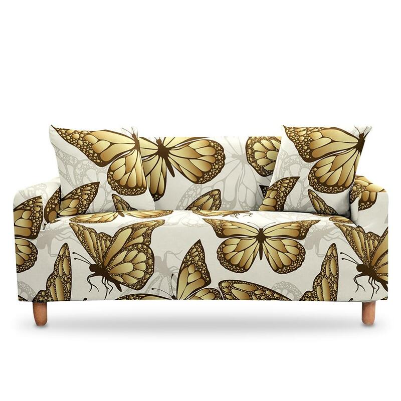 Funda de sofá elástica para sala de estar, cubierta de sillón Seccional de mariposa Digital 3D, decoración del hogar y oficina
