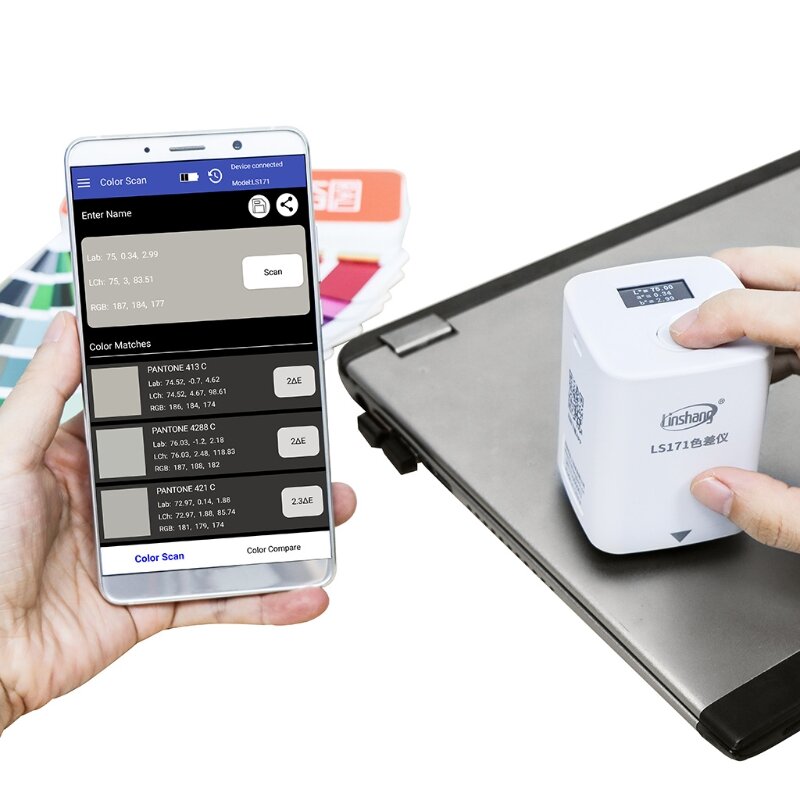 Analisador portátil da cor do colorímetro do aplicativo do telefone móvel ls171/ls170 com verificador preciso 8mm do medidor da cor do laboratório de digitas da tela