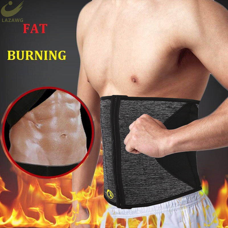 Lazawg homem emagrecimento cinto shaper cintura trainer para homens neoprene suor quente camisa corpo modelagem cinto perda de peso espartilho cinto