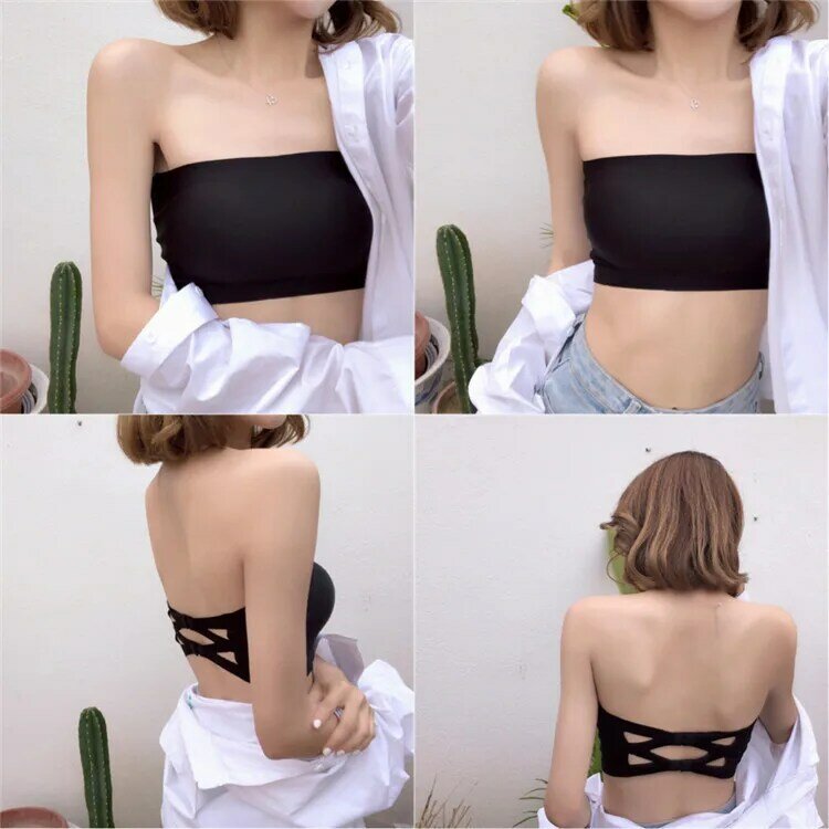 Seamless One-piece Tube Tops Women Removable Pads Intimates Basic Black/White/Skin Womens Strapless Bra Bandeau Sexy Lingerie