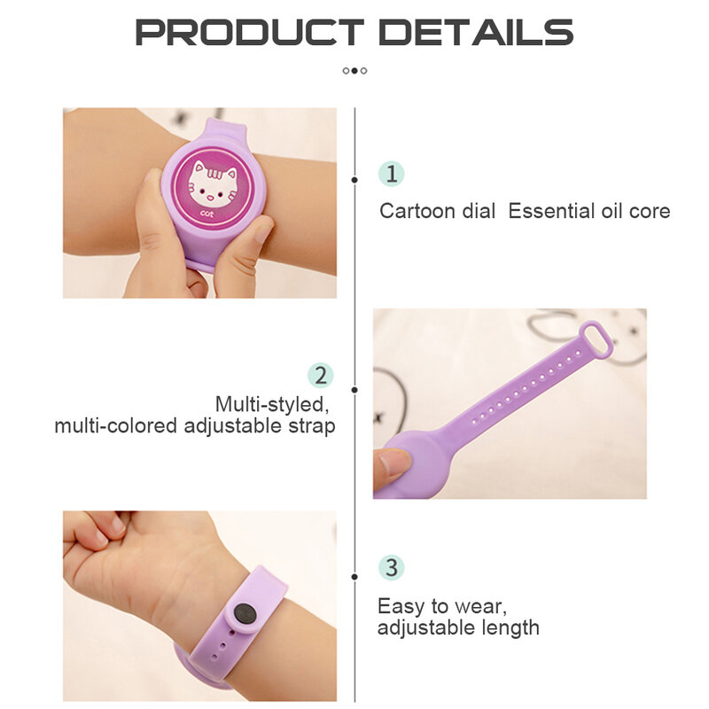 Repellente per zanzare orologio in silicone per bambini cartone animato sicuro leggero indossabile braccialetto repellente per zanzare protezione a lunga durata