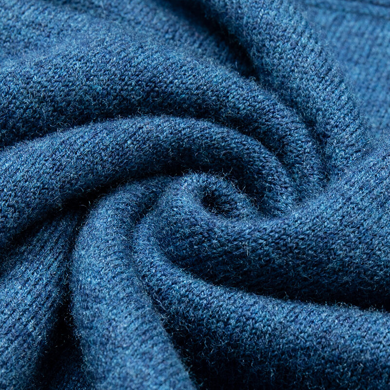 Мужской осенний вязаный пуловер из 100% чистой шерсти, свитер с круглым вырезом, однотонный вязаный свитер.