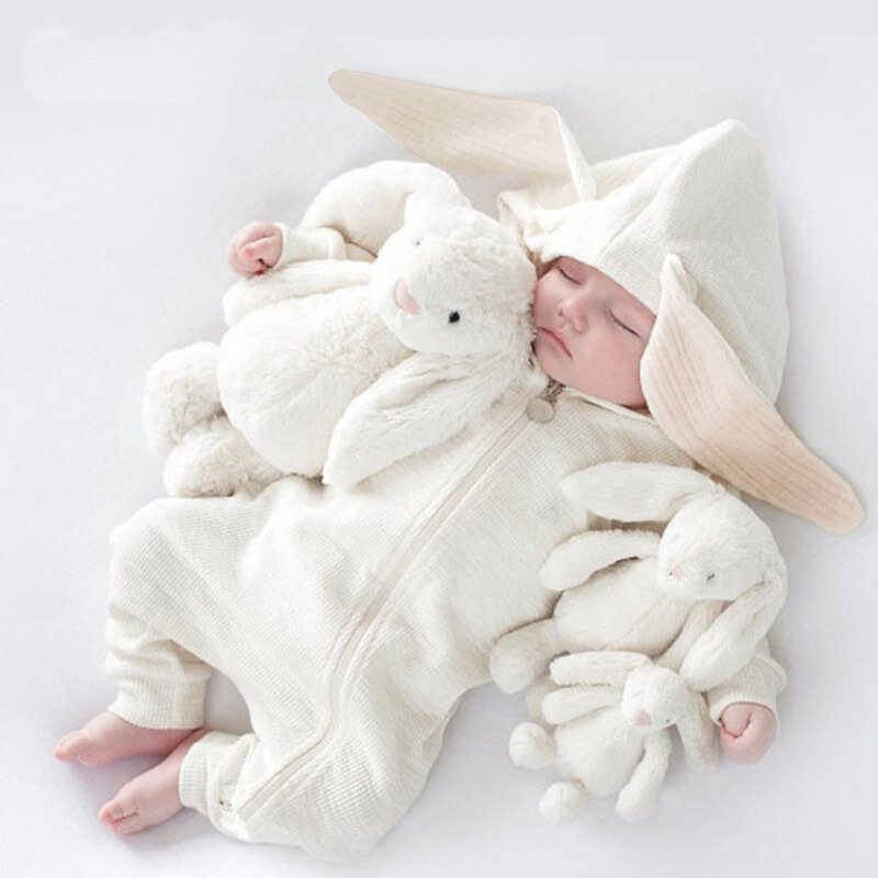0-2T Cartoon Cute Girls pagliaccetti vestiti Ropa Bebe Spring Bunny Ear Baby Outfit neonato ragazzo tuta pigiama set di abbigliamento per bambini
