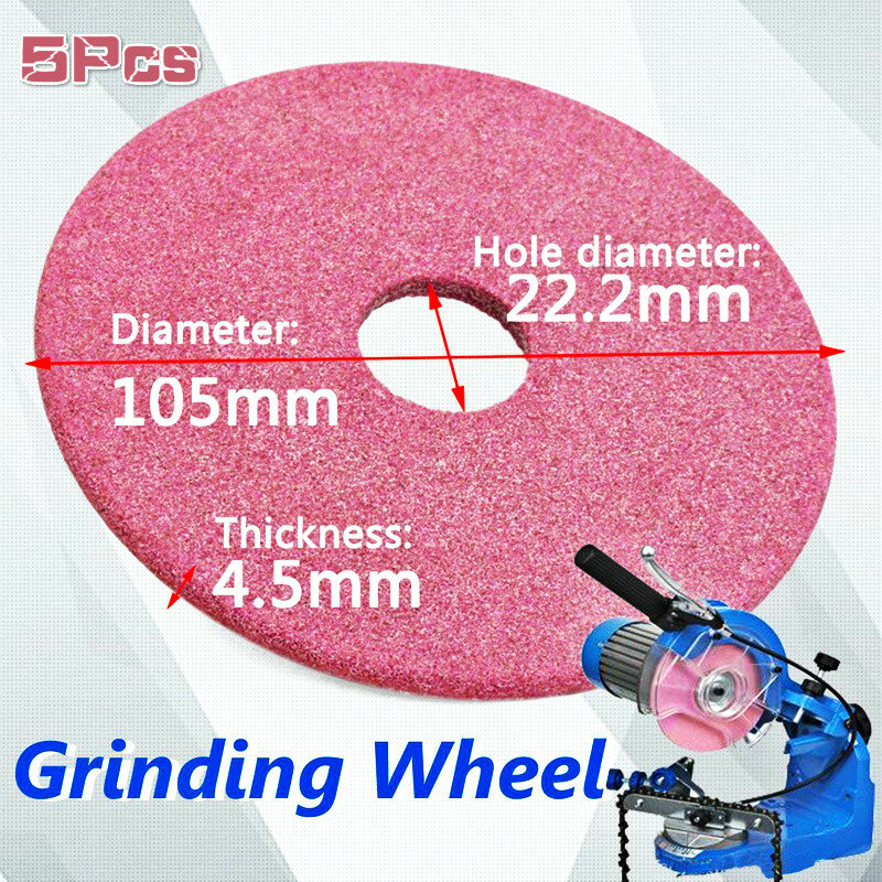 5 pces 105x4.5mm rosa não-tecido disco de moagem cerâmica para motosserra sharpener moedor 3/8 "& 404 corrente
