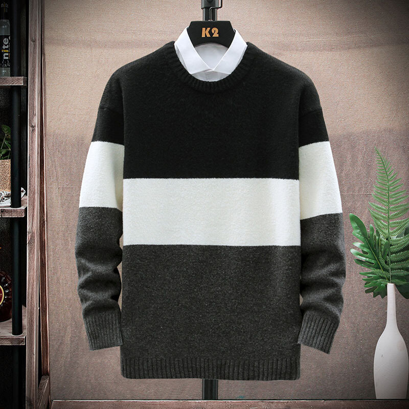 Jersey holgado de manga larga para hombre, suéter de cuello redondo para jóvenes, abrigo de tendencia coreana, otoño e invierno, novedad