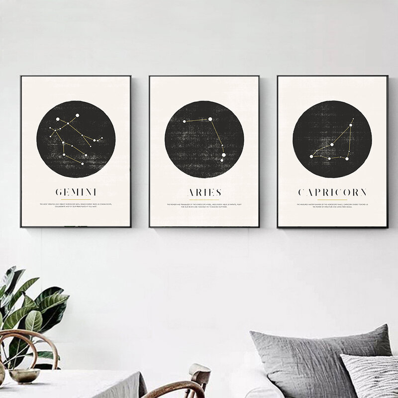 Konstelacji przedszkole Wall Art plakat na płótnie astrologia znak minimalistyczny obraz geometryczny Nordic dzieci dekoracje zdjęcia