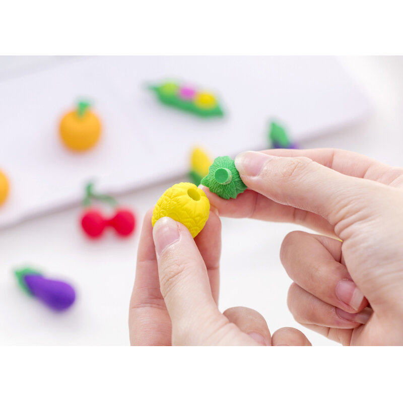 6 sztuk/zestaw trójwymiarowe świąteczne owoce i zwierząt zestaw gumowy miękka gumka rysunek plastelina papiernicze