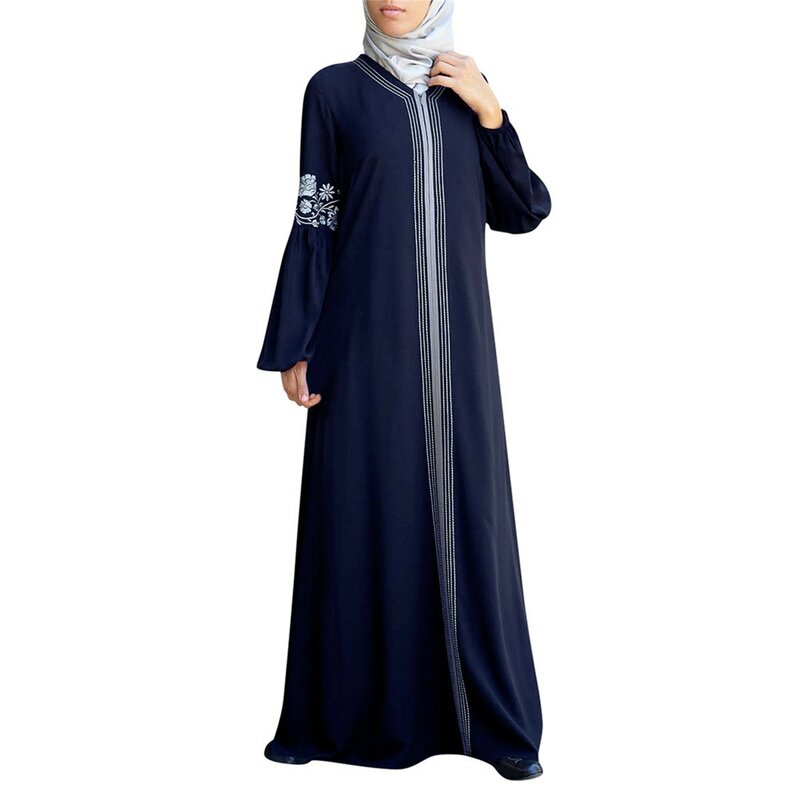 Gaun Maxi Wanita Motif Ukuran Besar Abaya Jilbab Muslim Gaun Panjang Kaftan Kasual Kaftan Depan Terbuka Kaftan Arab Vestidd