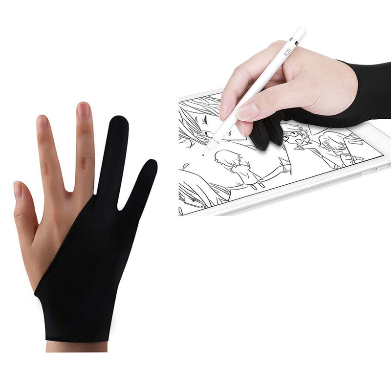Anti-Fouling Twee Vingers Kunstenaar Anti-Touch Handschoen Voor Tekening Tablet Rechts En Links Hand Handschoen Anti-Fouling Voor Ipad Screen Board