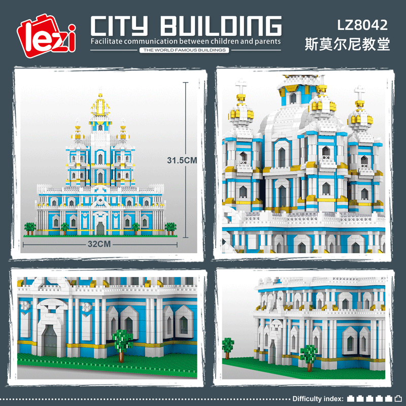 LZ8042 3737 sztuk mikrowrill cząstek znanych budynków w rosji Smolny klasztor Model zmontowane zabawki budowlane dla dzieci