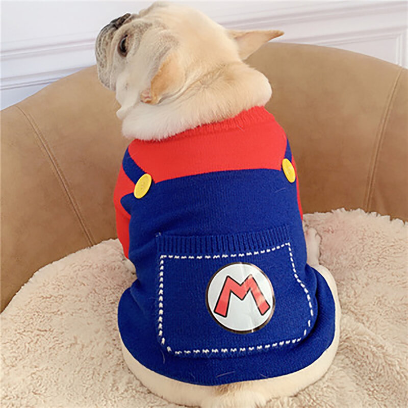 Mario roupas para cães de inverno para pequenos cães grandes camisola moda quente designer roupas para cães bulldog francês york acessórios para animais estimação